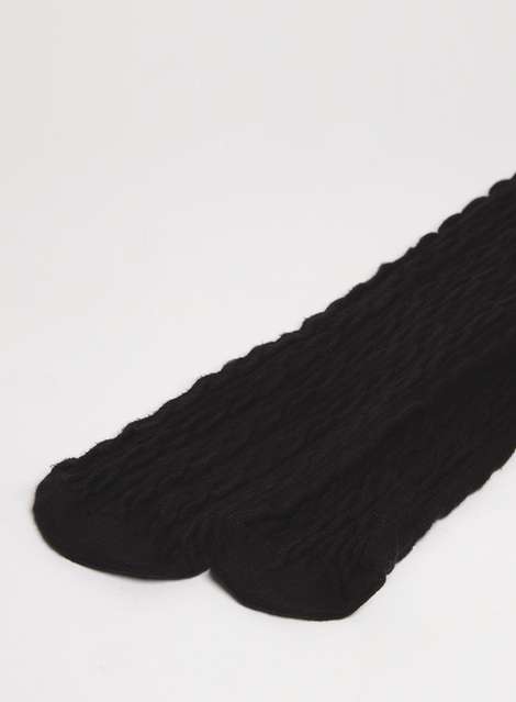 Black Cable Knitted Tights